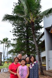 Milli Asuncion, Leon Florendo & his daughter, Mia Luluquisen, and Patricia Halagao under the SG coconut tree planted in 1981 at the very first conference. 